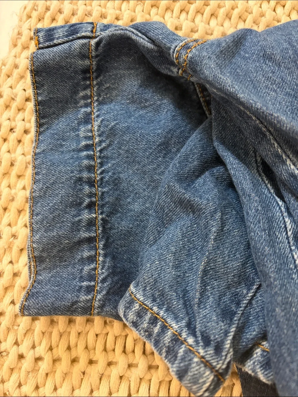 Free People 100% Cotton Denim Short Sleeve Jumpsuit (straight leg)